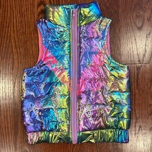 Girl Baby Sara tiger rainbow puffer vest size 3t set